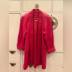 TIBRO Women's Red Leather Long Jacket